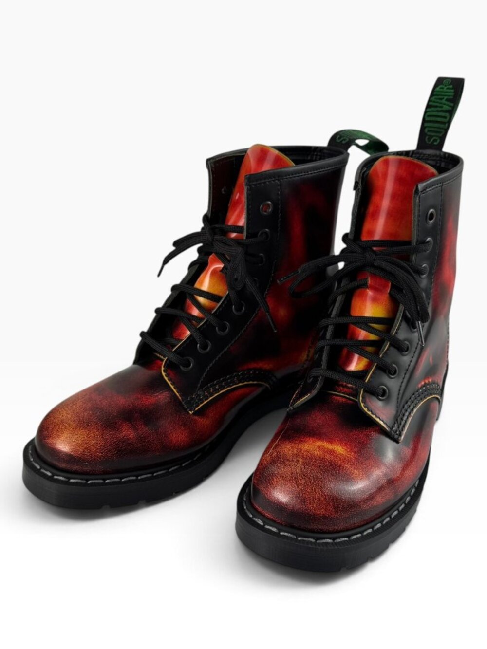 Solovair Flame Rub-Off 8 Eye Derby Boots ⢠Womenâs 8.5 ⢠Men's 7.5 ⢠NWOT - Picture 2 of 16